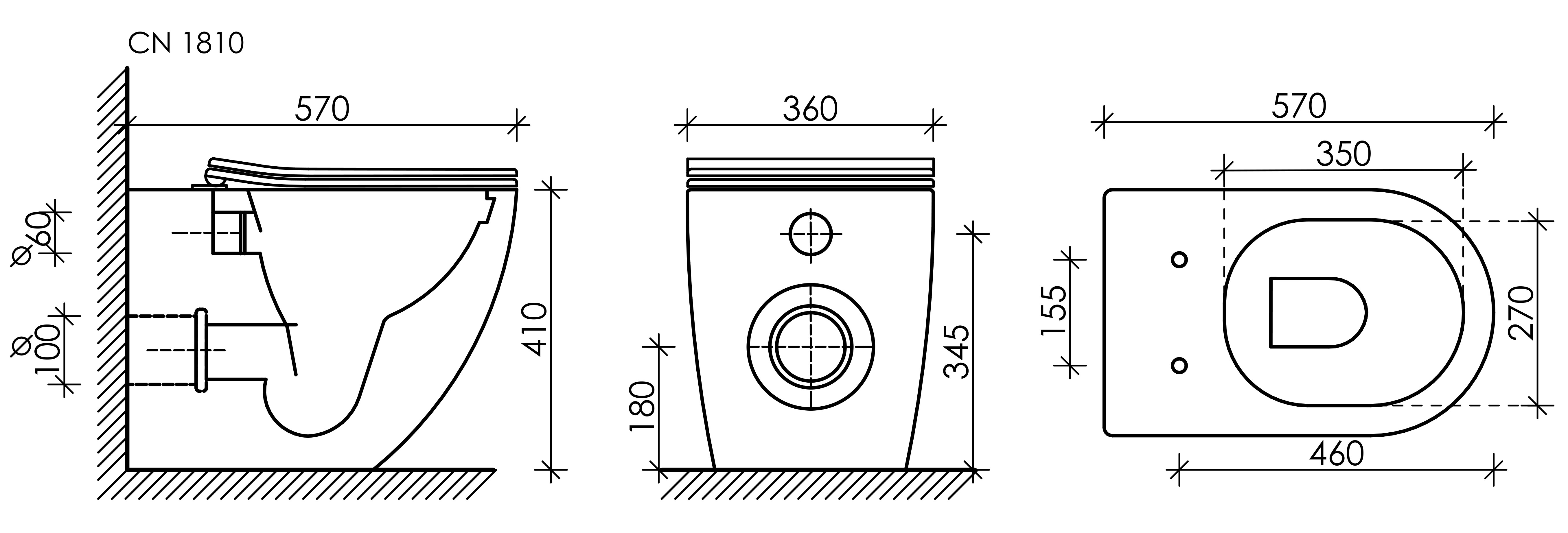 Приставной унитаз напольный 40х36х56см белый Ceramica Nova Mia CN1810