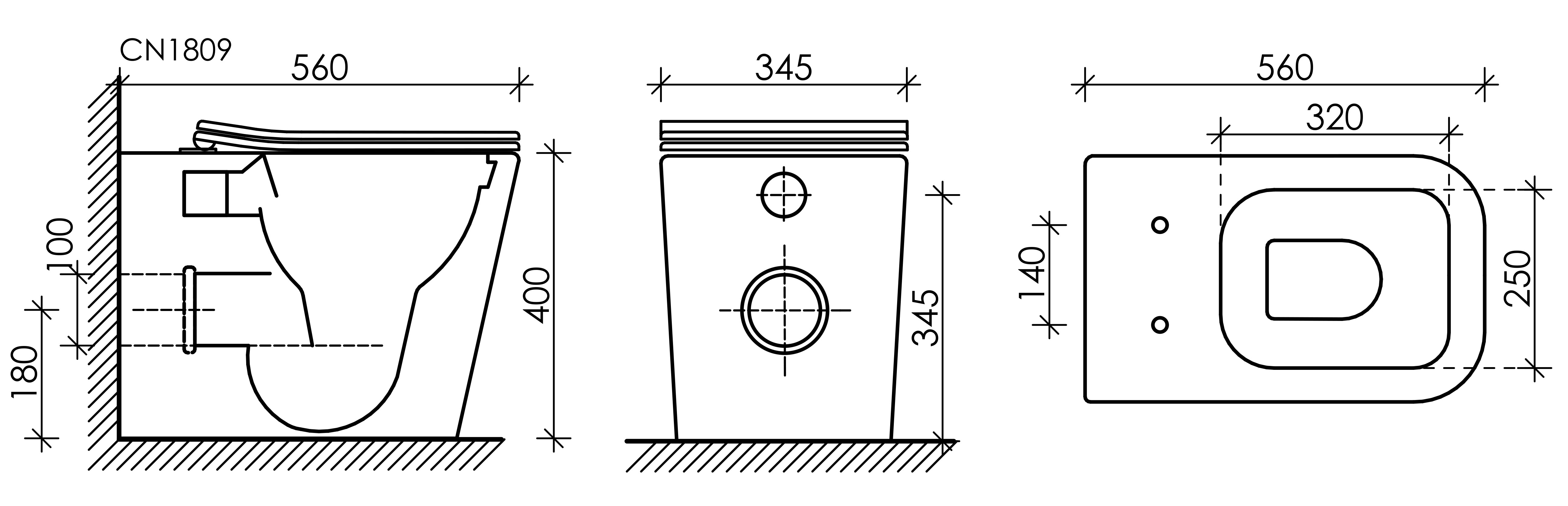 Приставной унитаз напольный 40х35х52см белый Ceramica Nova Cubic CN1809