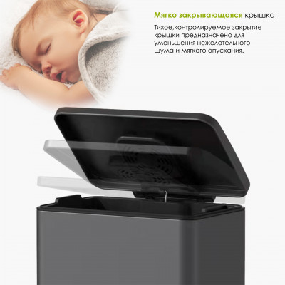 Педальное ведро WeltWasser WW LASSY TG 12L, серое матовое