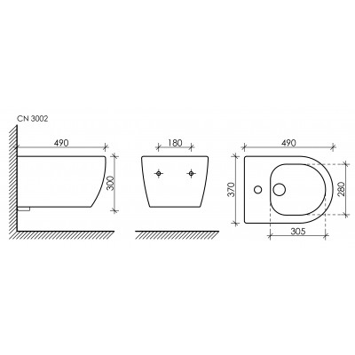 Подвесное биде 34х37х49см белое Ceramica Nova Play CN3002