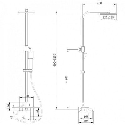 Душевая стойка ABBER Wasserfall AF8616 с изливом, хром