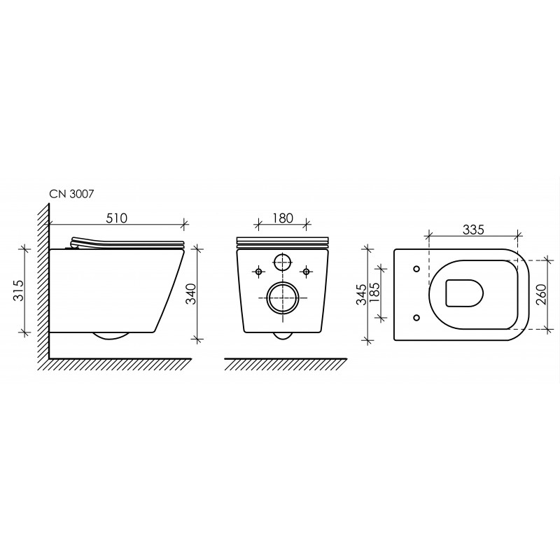 Подвесной унитаз 34х34.5х51см белый Ceramica Nova Metric CN3007