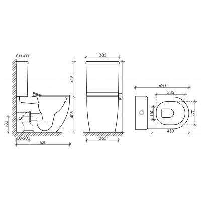 Унитаз-компакт напольный 81х34х62см белый Ceramica Nova Metropol CN4001
