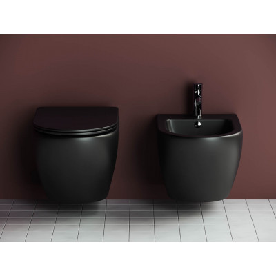 Подвесной унитаз 370х490мм Ceramicanova Metropol CN4002MB черный матовый