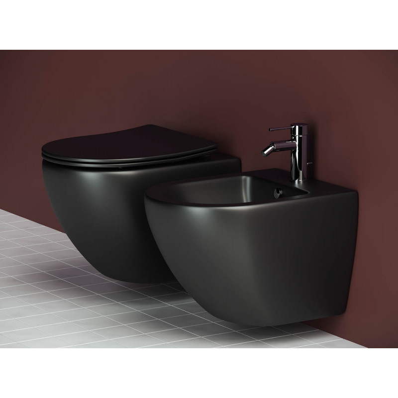 Подвесной унитаз 370х490мм Ceramicanova Metropol CN4002MB черный матовый