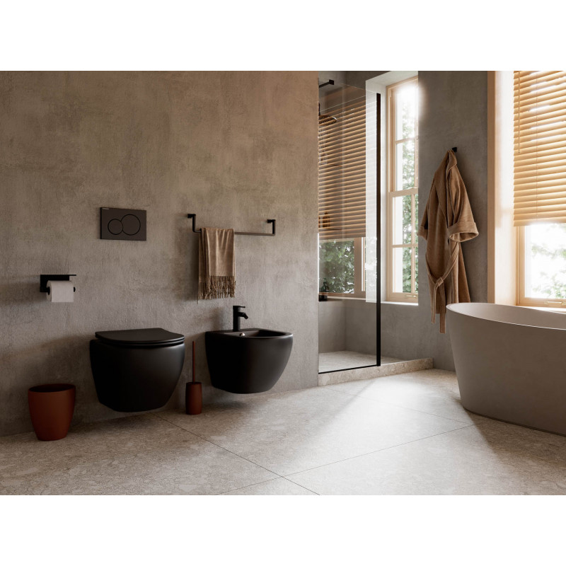 Подвесной унитаз 370х490мм Ceramicanova Metropol CN4002MB черный матовый