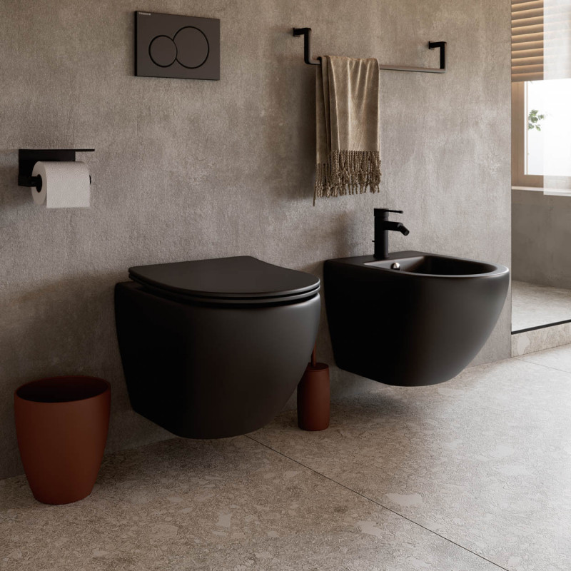 Подвесной унитаз 370х490мм Ceramicanova Metropol CN4002MB черный матовый