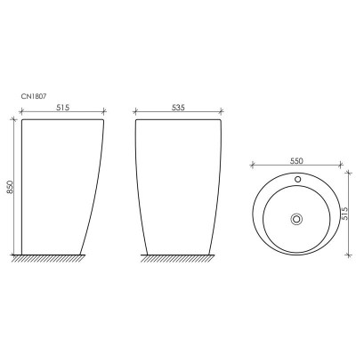 Напольная раковина белая 85х55х51.5см Ceramica Nova Element CN1807