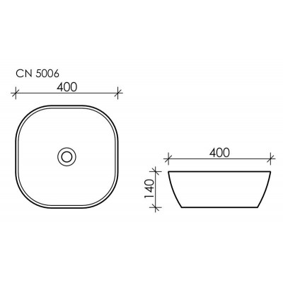 Накладная раковина белая 14х40х40см Ceramica Nova Element CN5006