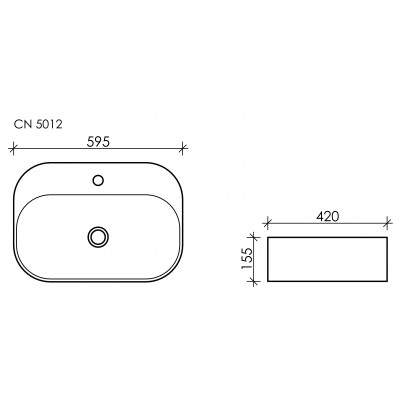 Накладная раковина белая 15.5х59.5х42см Ceramica Nova Element CN5012