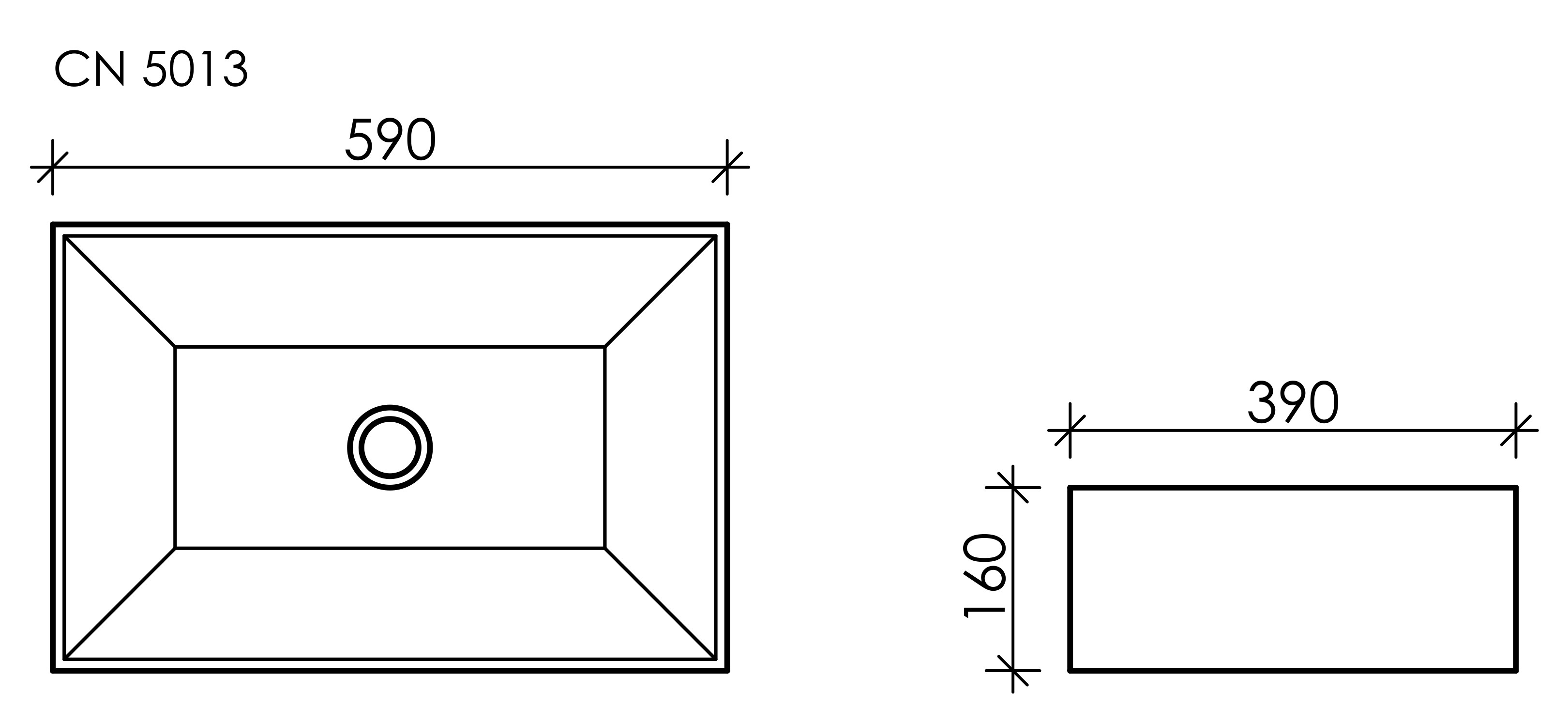 Накладная раковина белая 16х59х39см Ceramica Nova Element CN5013