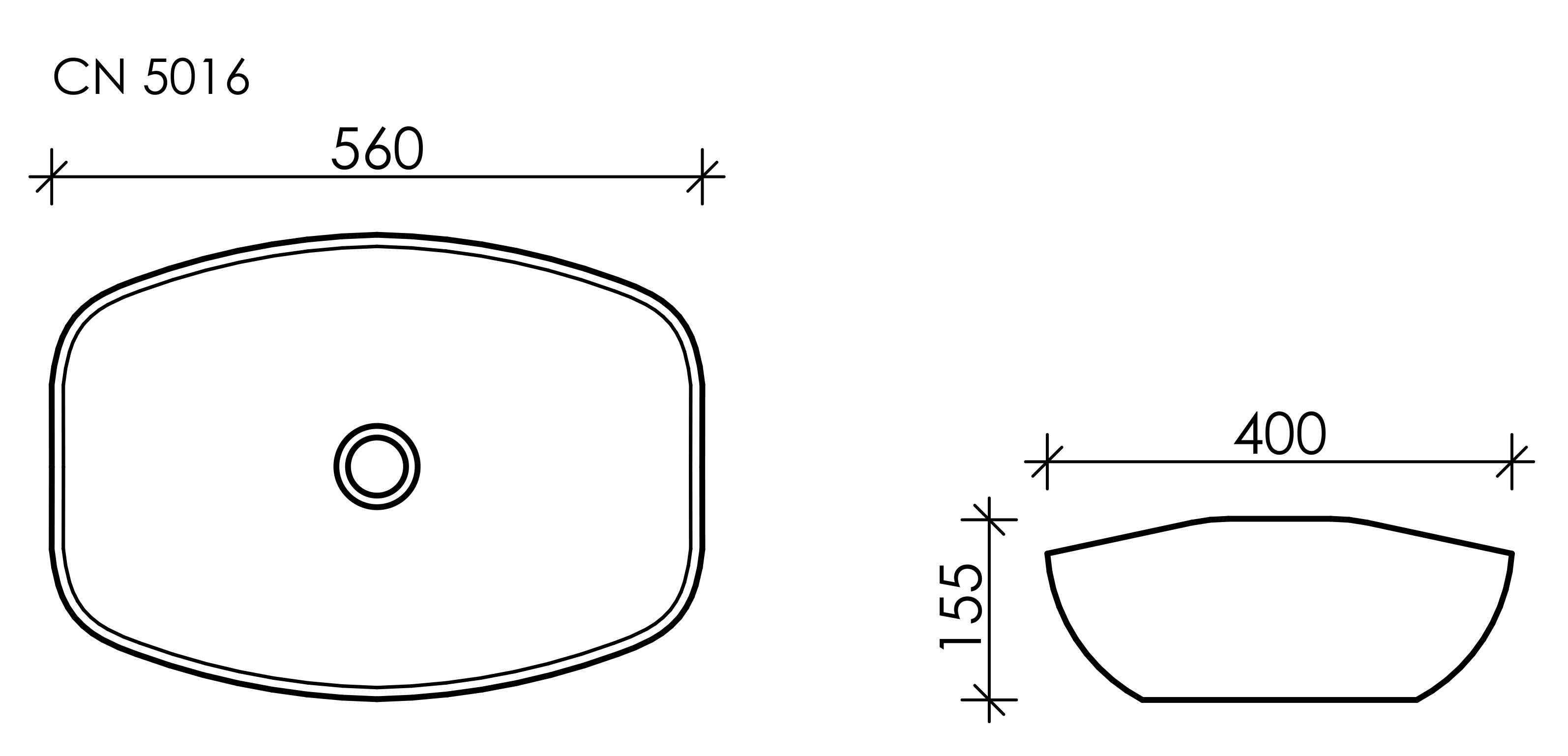 Накладная раковина белая 15.5х56х40см Ceramica Nova Element CN5016