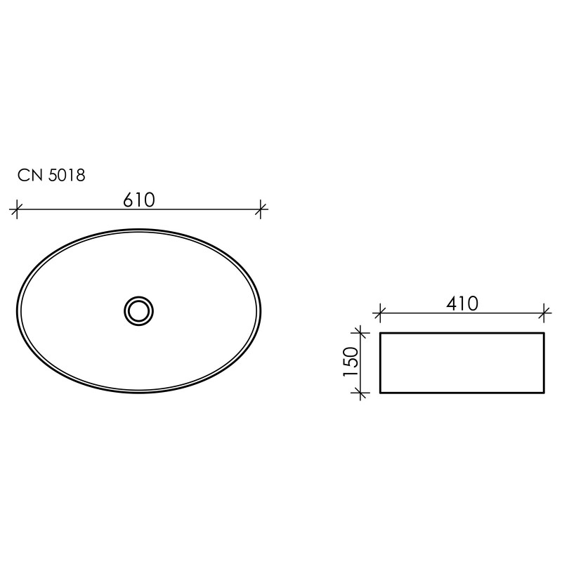 Накладная раковина белая 15х61х41см Ceramica Nova Element CN5018
