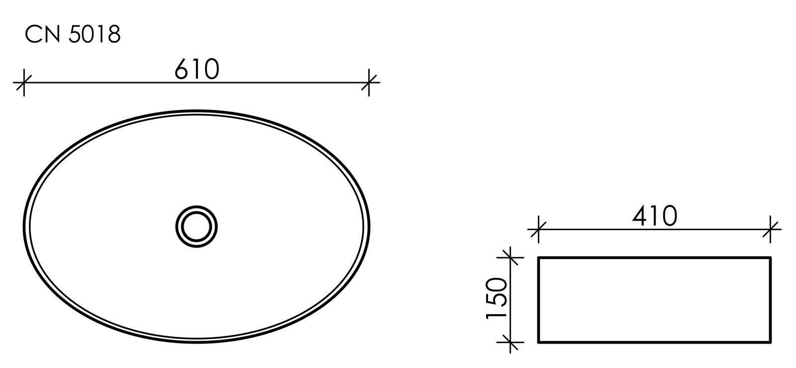 Накладная раковина белая 15х61х41см Ceramica Nova Element CN5018