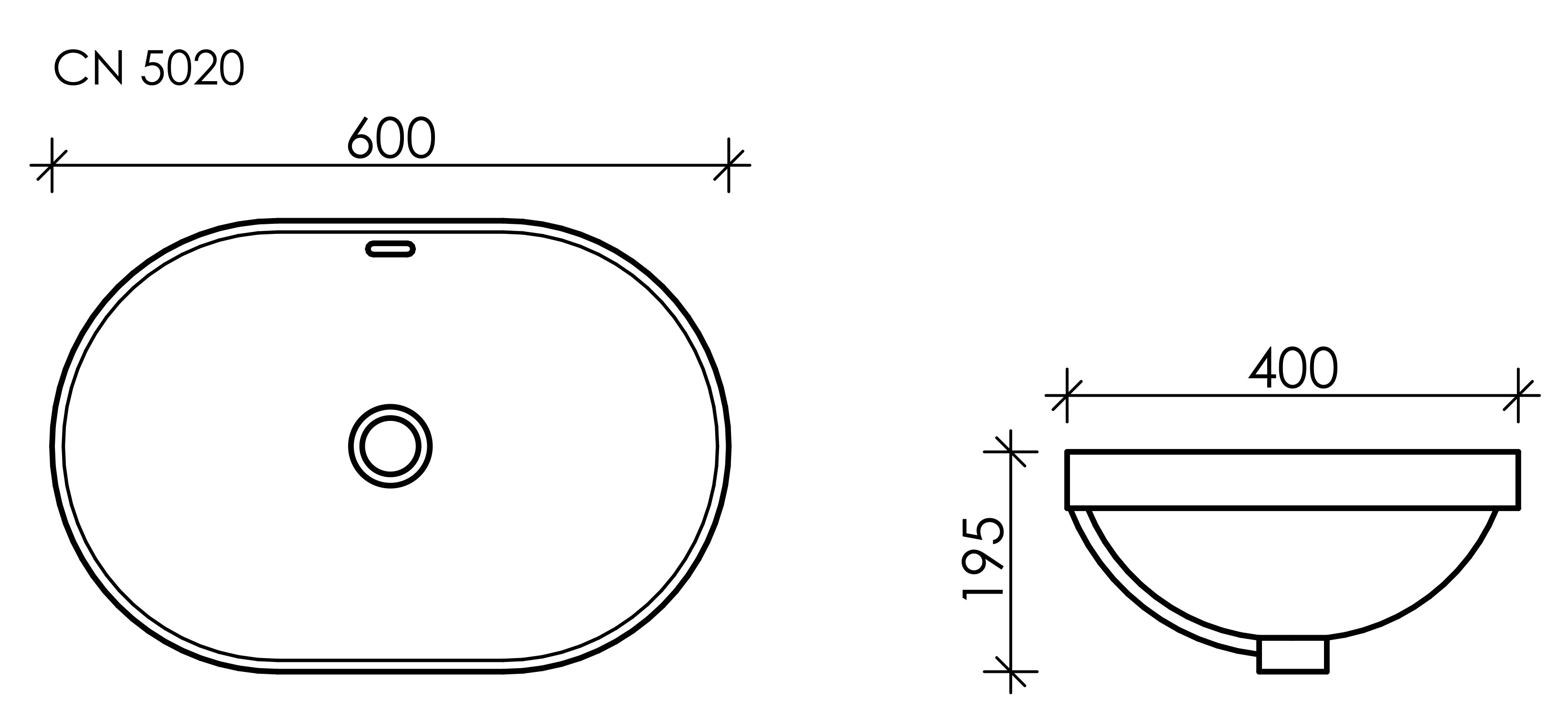 Накладная раковина белая 19.5х60х40см Ceramica Nova Element CN5020