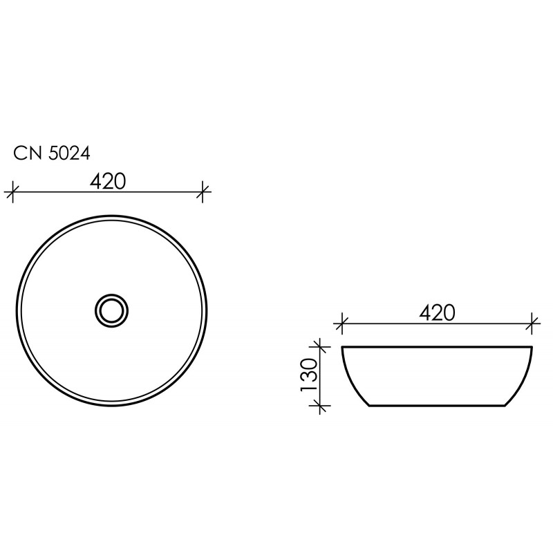 Умывальник чаша накладная круглая 42*42*13см  Ceramica Nova Element CN5024