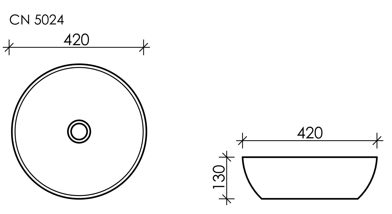 Умывальник чаша накладная круглая 42*42*13см  Ceramica Nova Element CN5024
