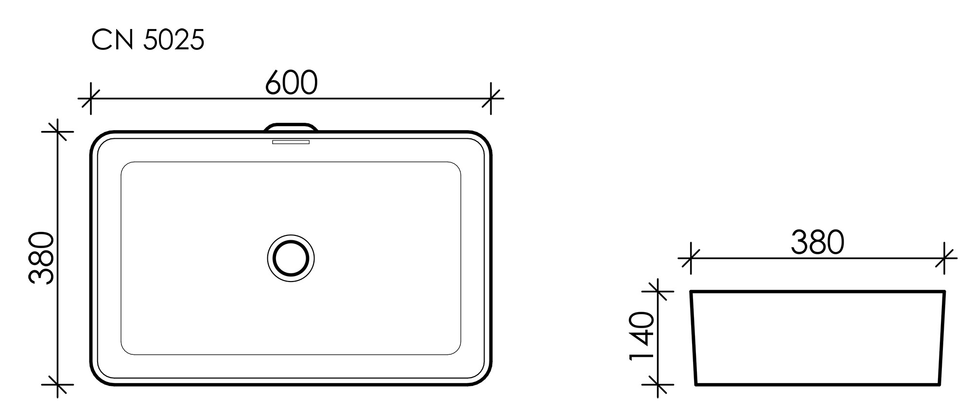 Накладная раковина белая 14х60х38см Ceramica Nova Element CN5025