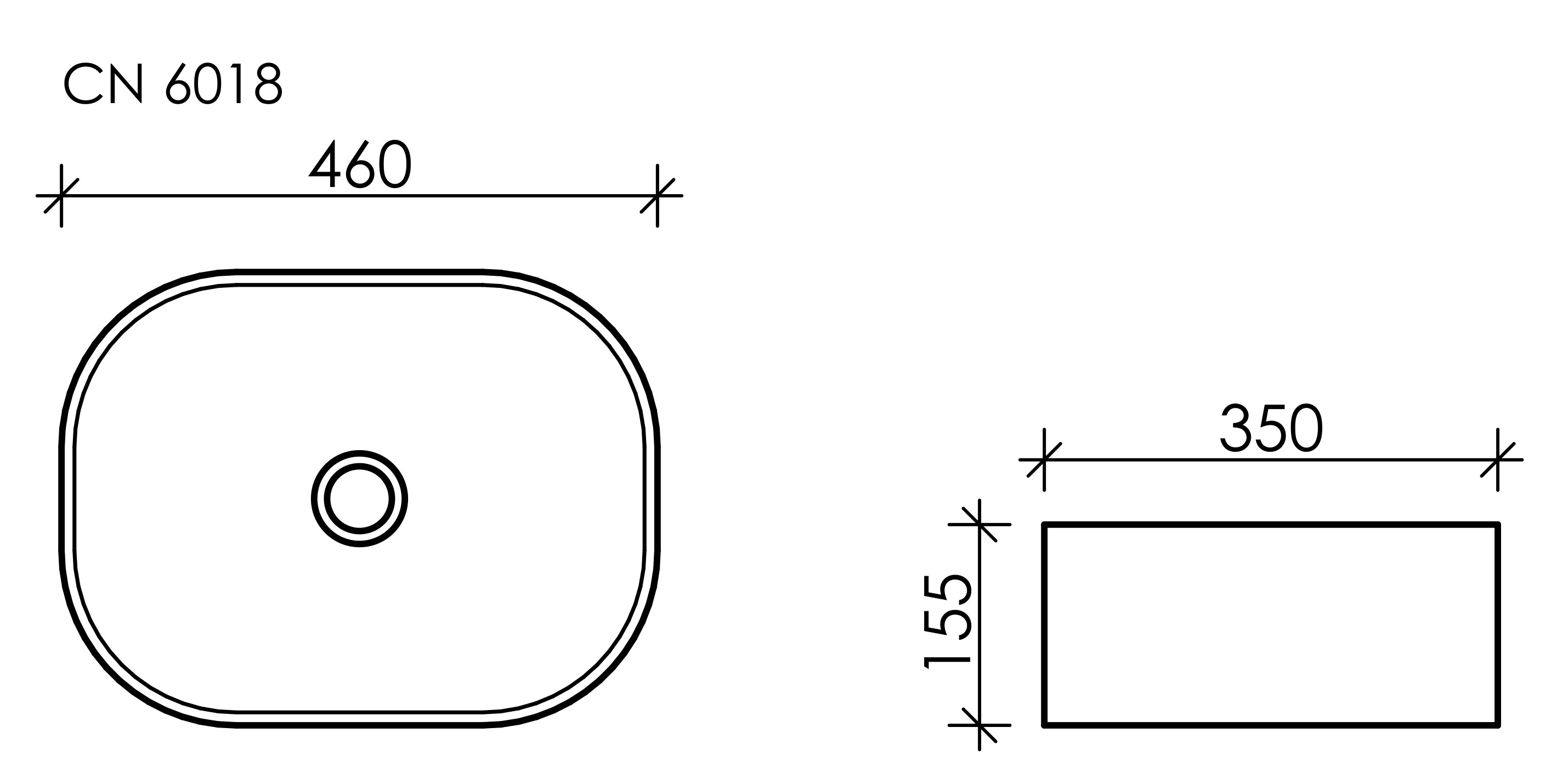 Накладная раковина белая 15.5х46х35см Ceramica Nova Element CN6018