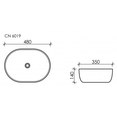 Накладная раковина белая 14х48х35см Ceramica Nova Element CN6019