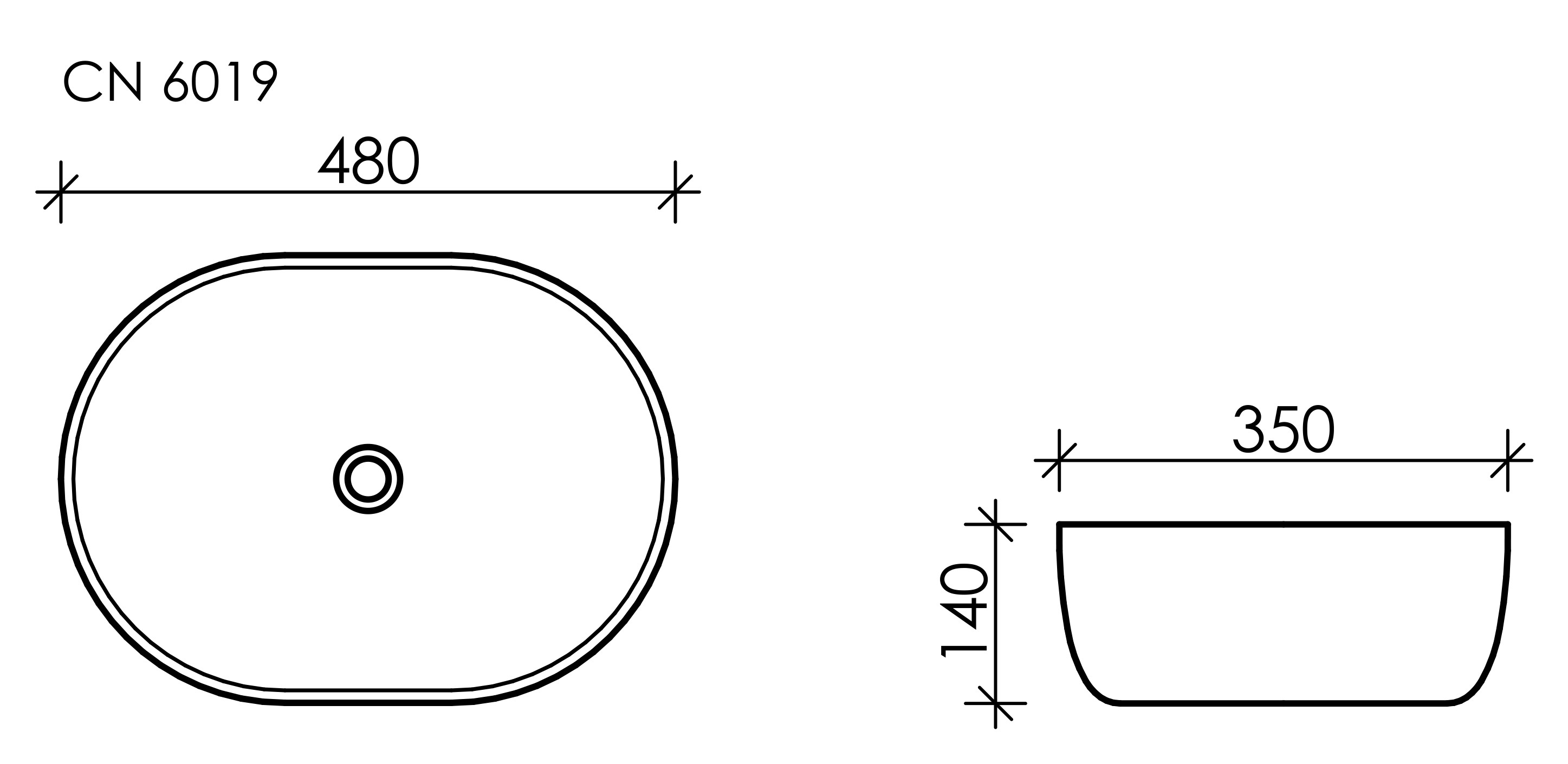 Накладная раковина белая 14х48х35см Ceramica Nova Element CN6019
