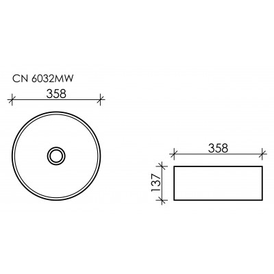 Накладная раковина белая 36x14см Ceramica Nova Element CN6032MW