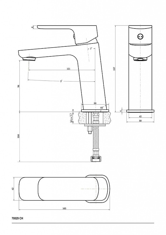 Смеситель для раковины хром Ceramica Nova Exellence 70029CH