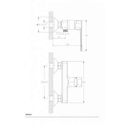 Смеситель для душа хром Ceramica Nova Linear 70018CH
