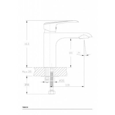 Смеситель для раковины хром Ceramica Nova Curve 70020CH