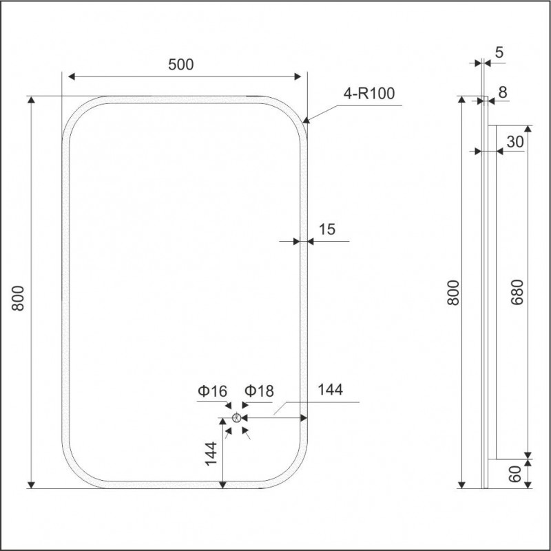 Зеркало 80x50см белая рама Excellent Lumiro DOEX.LU080.050.AC