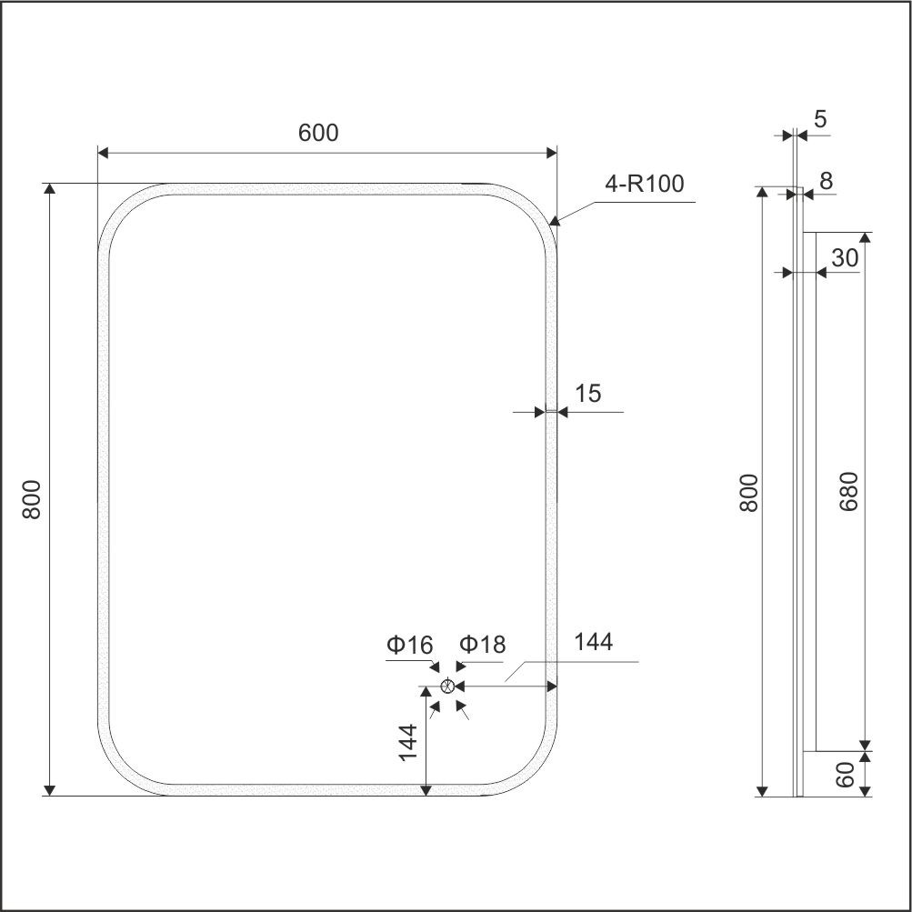 Зеркало 80x60см белая рама Excellent Lumiro DOEX.LU080.060.AC