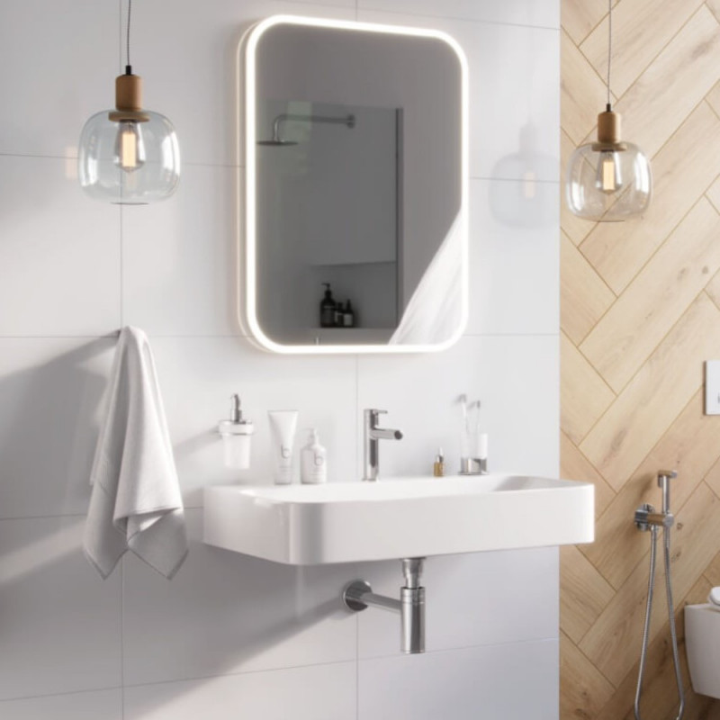 Зеркало 80x60см белая рама Excellent Lumiro DOEX.LU080.060.AC