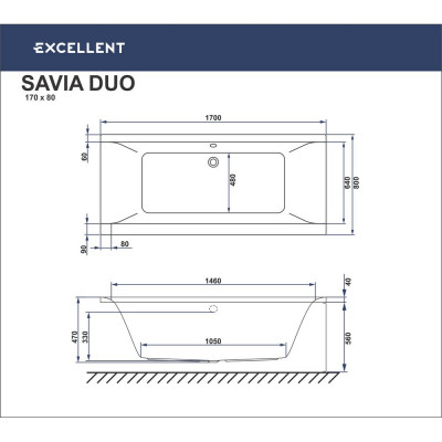 Акриловая ванна отдельностоящая белая 170х80х56см Excellent WAEX.SAD170.80WH