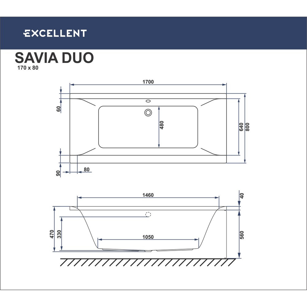 Акриловая ванна отдельностоящая белая 170х80х56см Excellent WAEX.SAD170.80WH