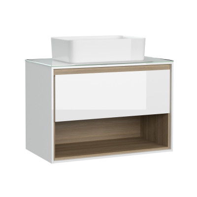 Тумба для раковины со столешницей белая Cersanit Louna SZ-LOU80-BL/Wh