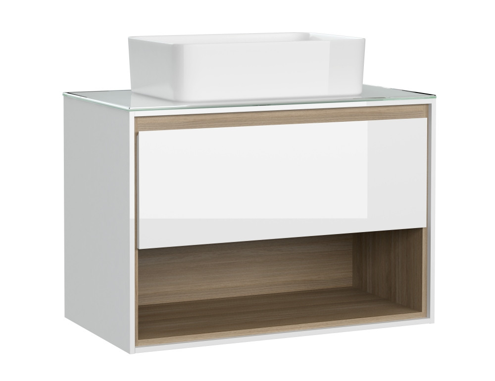 Тумба для раковины со столешницей белая Cersanit Louna SZ-LOU80-BL/Wh