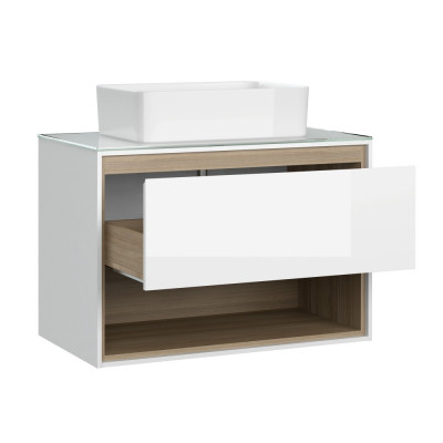Тумба для раковины со столешницей белая Cersanit Louna SZ-LOU80-BL/Wh
