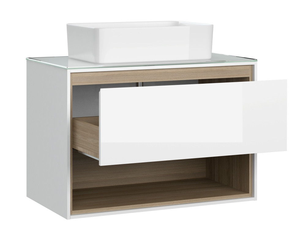 Тумба для раковины со столешницей белая Cersanit Louna SZ-LOU80-BL/Wh