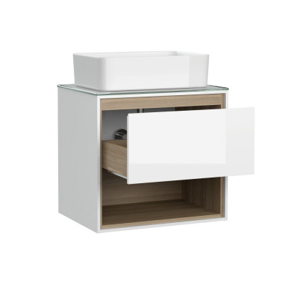 Тумба для раковины со столешницей белая Cersanit Louna SZ-LOU60-BL/Wh