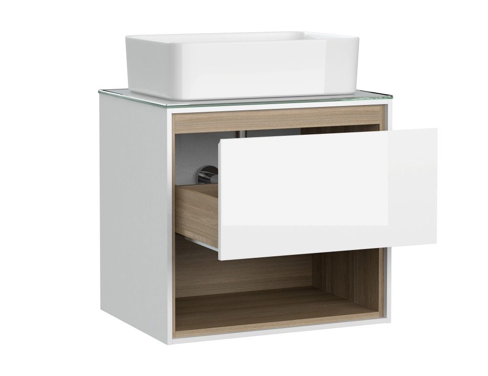 Тумба для раковины со столешницей белая Cersanit Louna SZ-LOU60-BL/Wh