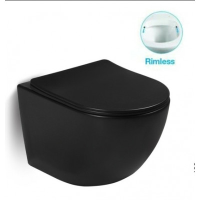 Унитаз подвесной 36.5х48.5х36см черный SantiLine SL-5018MB