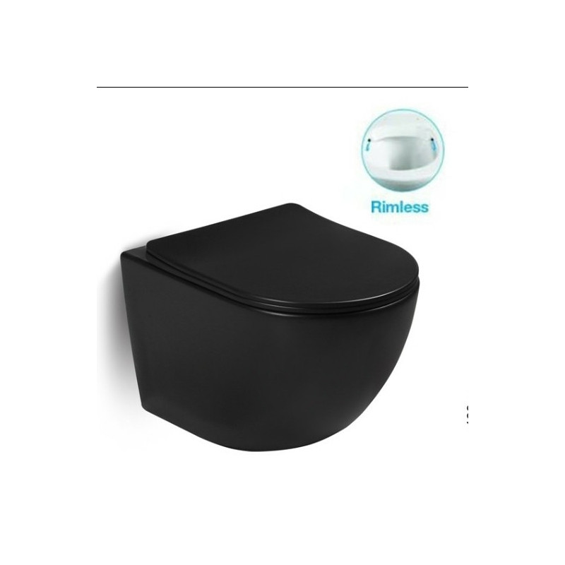 Унитаз подвесной 36.5х48.5х36см черный SantiLine SL-5018MB