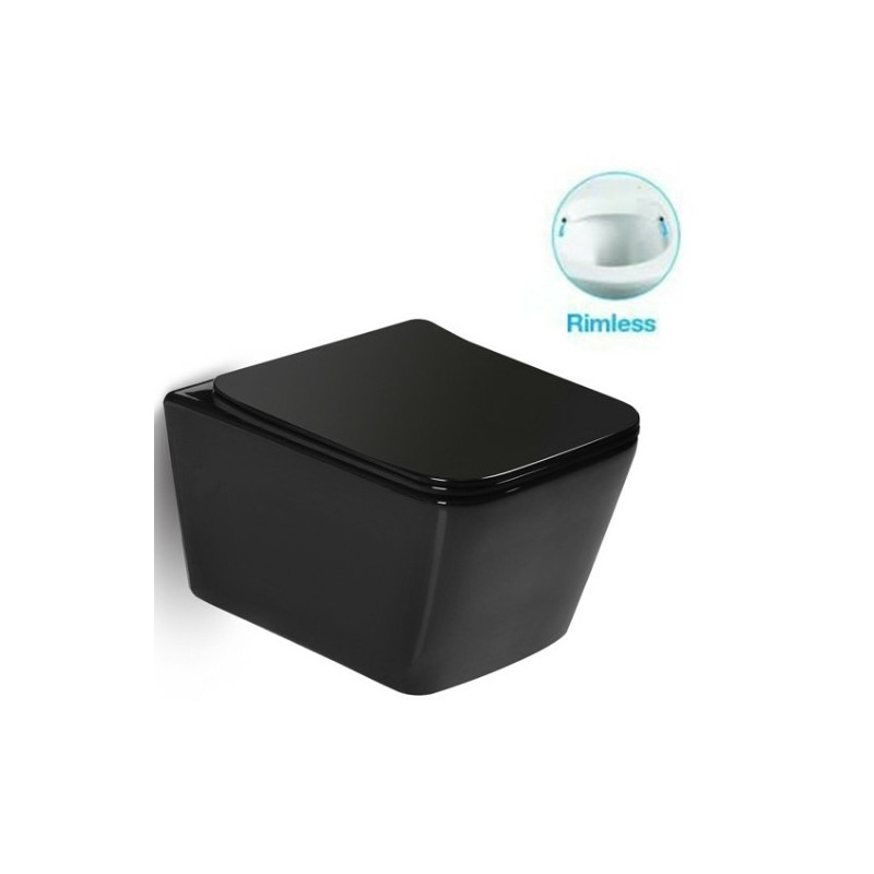 Унитаз подвесной 36х52х35см черный SantiLine SL-5004MB