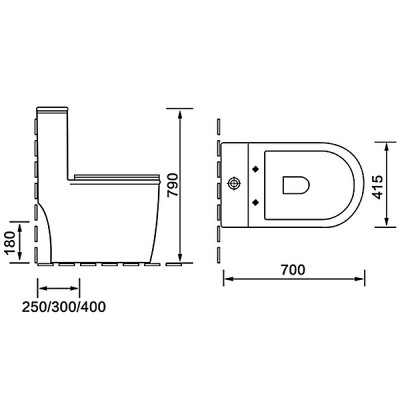 Унитаз-компакт 41.5х70х79см черный SantiLine SL-5019MB