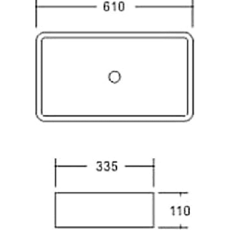 Накладная раковина белая 61х33.5x11см SantiLine SL-1073