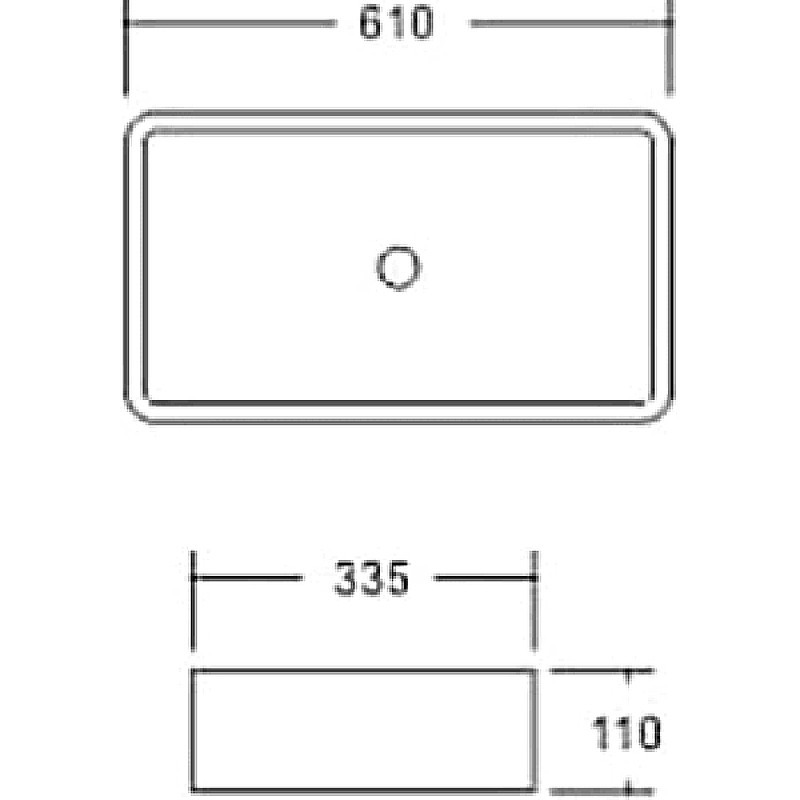 Накладная раковина белая 61х33.5x11см SantiLine SL-1073