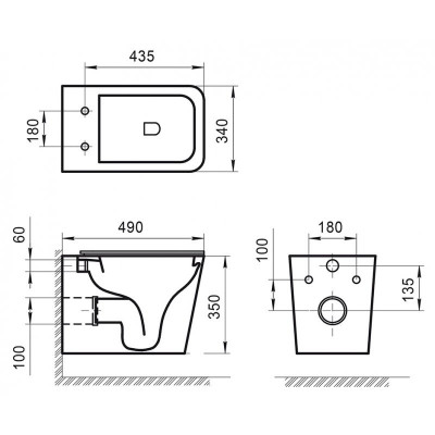Чаша подвесного безободкового унитаза, ARDENTE-R, Belbagno, BB520CHR