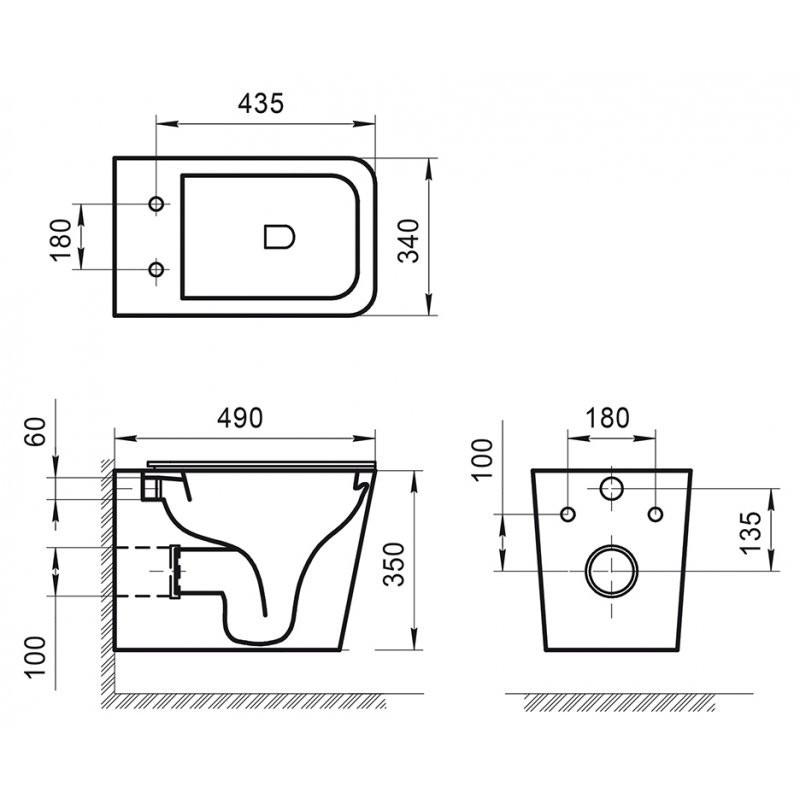 Чаша подвесного безободкового унитаза, ARDENTE-R, Belbagno, BB520CHR