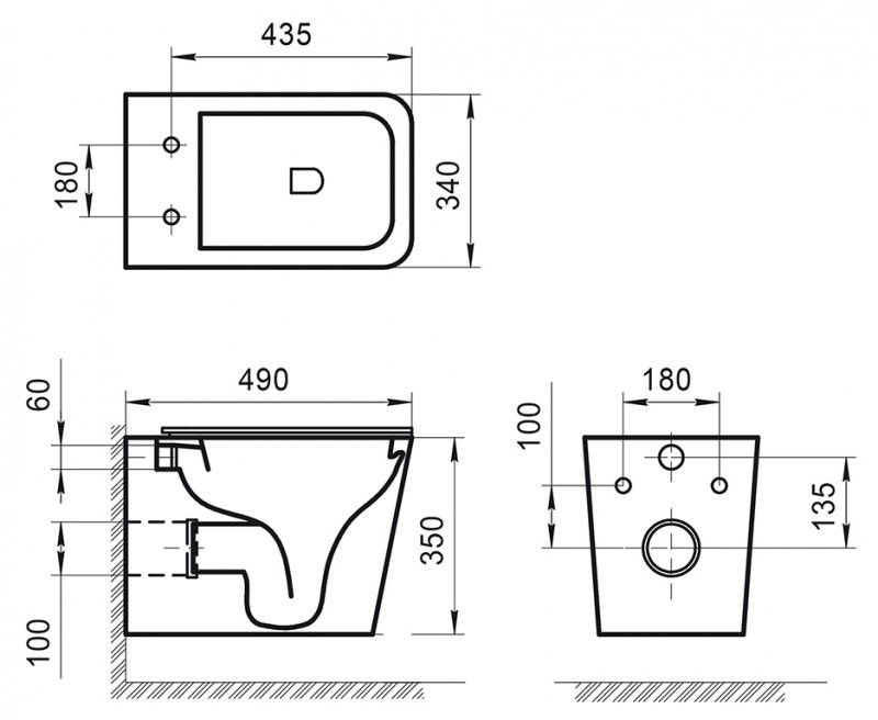 Чаша подвесного безободкового унитаза, ARDENTE-R, Belbagno, BB520CHR