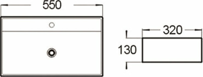 Накладная раковина белая 55х32x13см SantiLine SL-1098